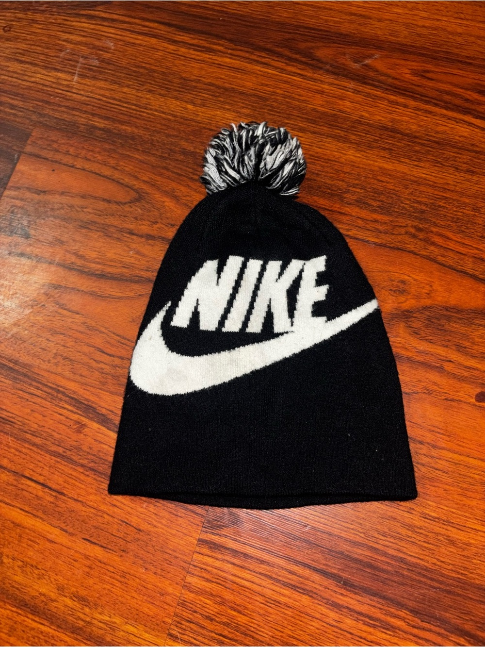 Nike Black and White Pom-Pom Kids Beanie
